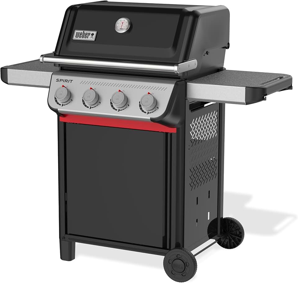 etezen - Spirit E-410 série - 51x46 cm - 4 brûleurs, grille chaleur uniforme, rails Works, Noir/Argent E-410