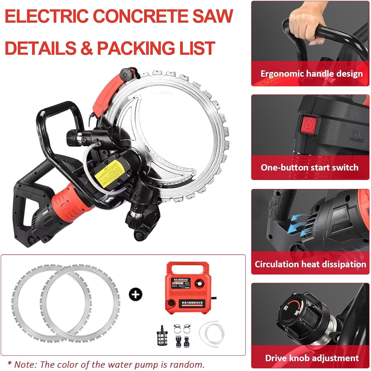 Scie Annulaire Électrique à Béton 9500W avec Pompe à Eau & 2 Lame Diamant 410mm, Scie à Anneau pour Béton, Pierre, Brique, Tuile, Coupe Humide Professionnelle, Moteur Sans Balais