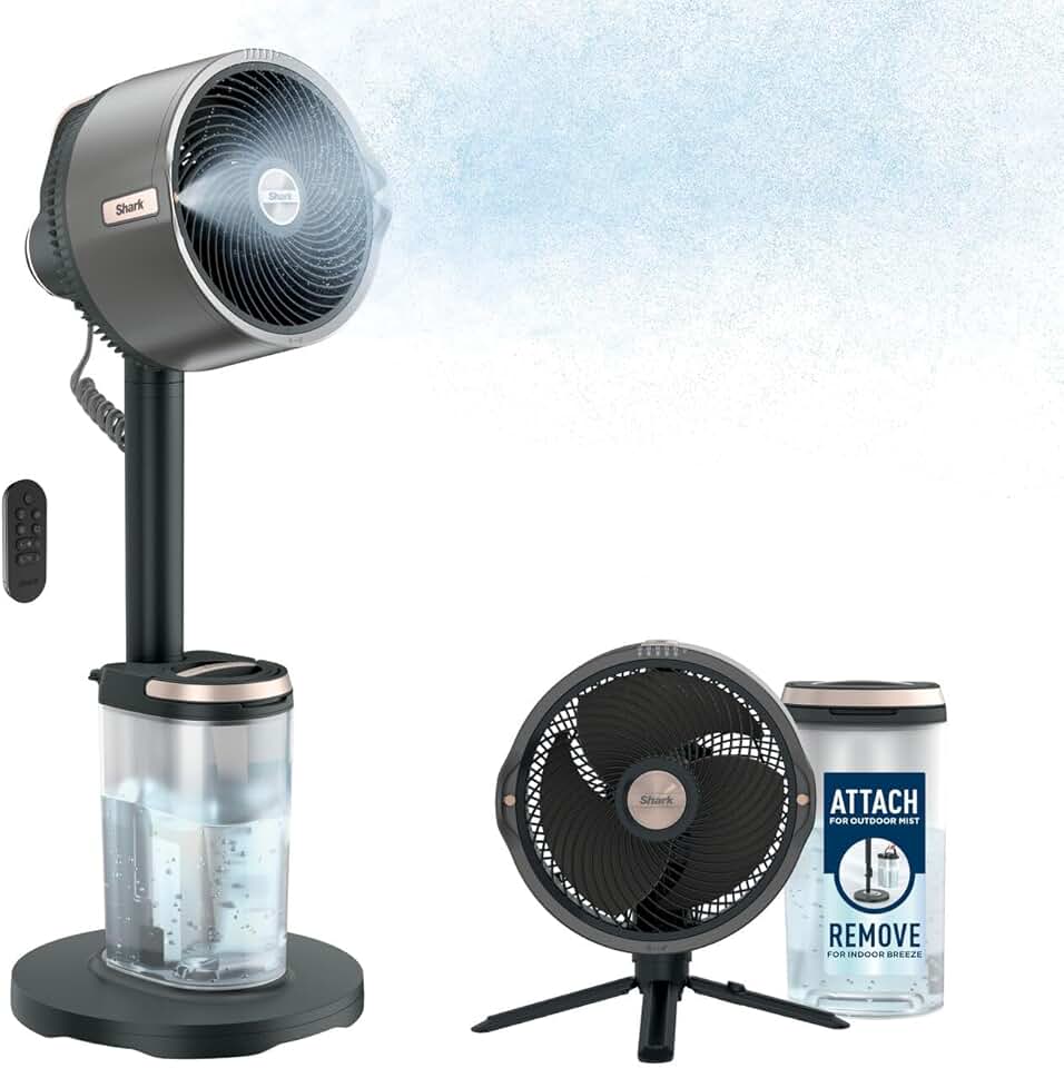 etezen - FlexBreeze Pro - ventilateur intérieur/extérieur - sans fil, brumisateur, 5 vitesses, télécommande, silencieux, 