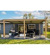 etezen Pergola Bioclimatique en Effet Bois Aluminium 3,5 x 6,35 m, Tonnelle de Jardin Extéri...