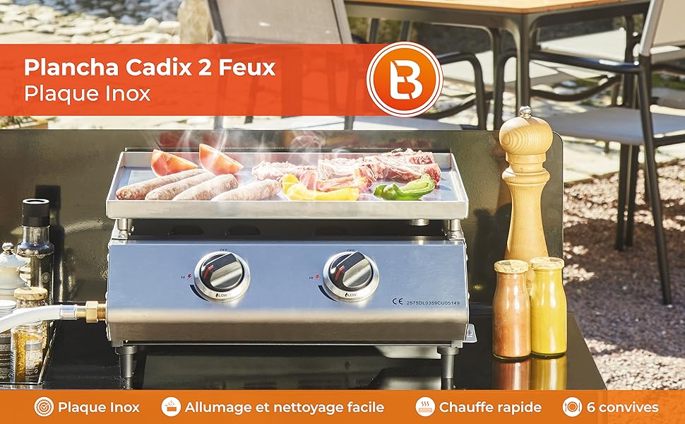 Plancha gaz Cadix 2 feux etezen