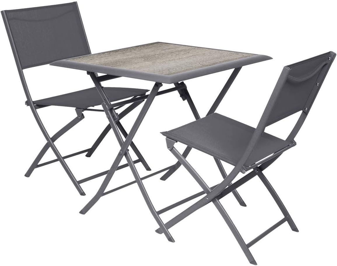 etezen - Azua table pliante carrée 2 places gris aluminium