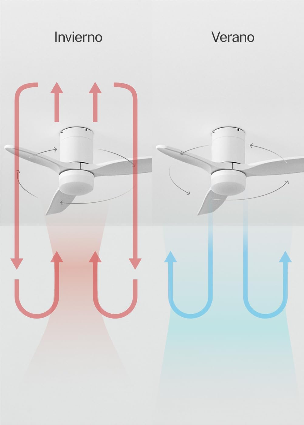CREATE / WINDCALM S/Ventilateur de plafond ABS avec lumière blanc avec Wifi et télécommande / 40W, Silencieux, Ø112 cm, 6 vitesses, 3 températures de lumière, minuterie, fonction été-hiver