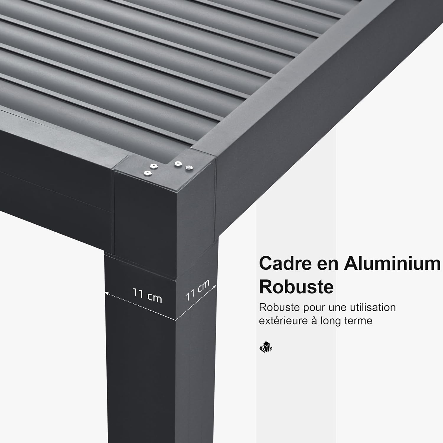 etezen - Pergola bioclimatique aluminium 4,8x3,68m, LED, lames orientables