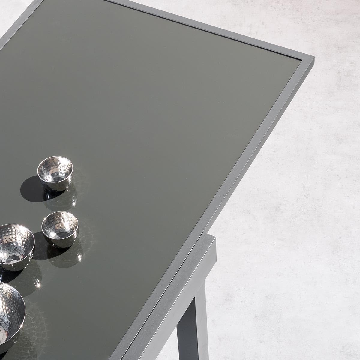 etezen - Piazza extensible - 185/245x100 cm - aluminium verre trempé 10 places