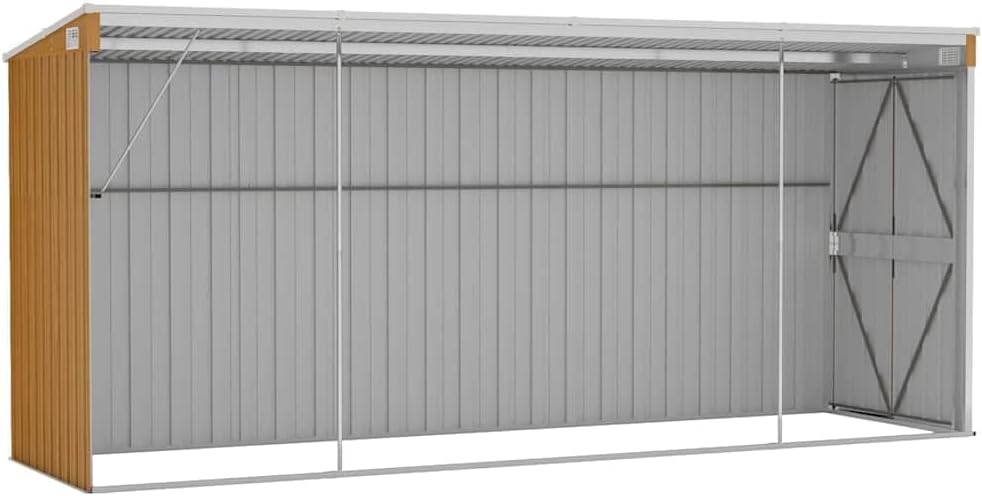 etezen Abri de Jardin Mural Marron 118 x 382 x 178 cm Acier galvanisé,Structures extérieures, Cabanes & abris de Jardin,316232