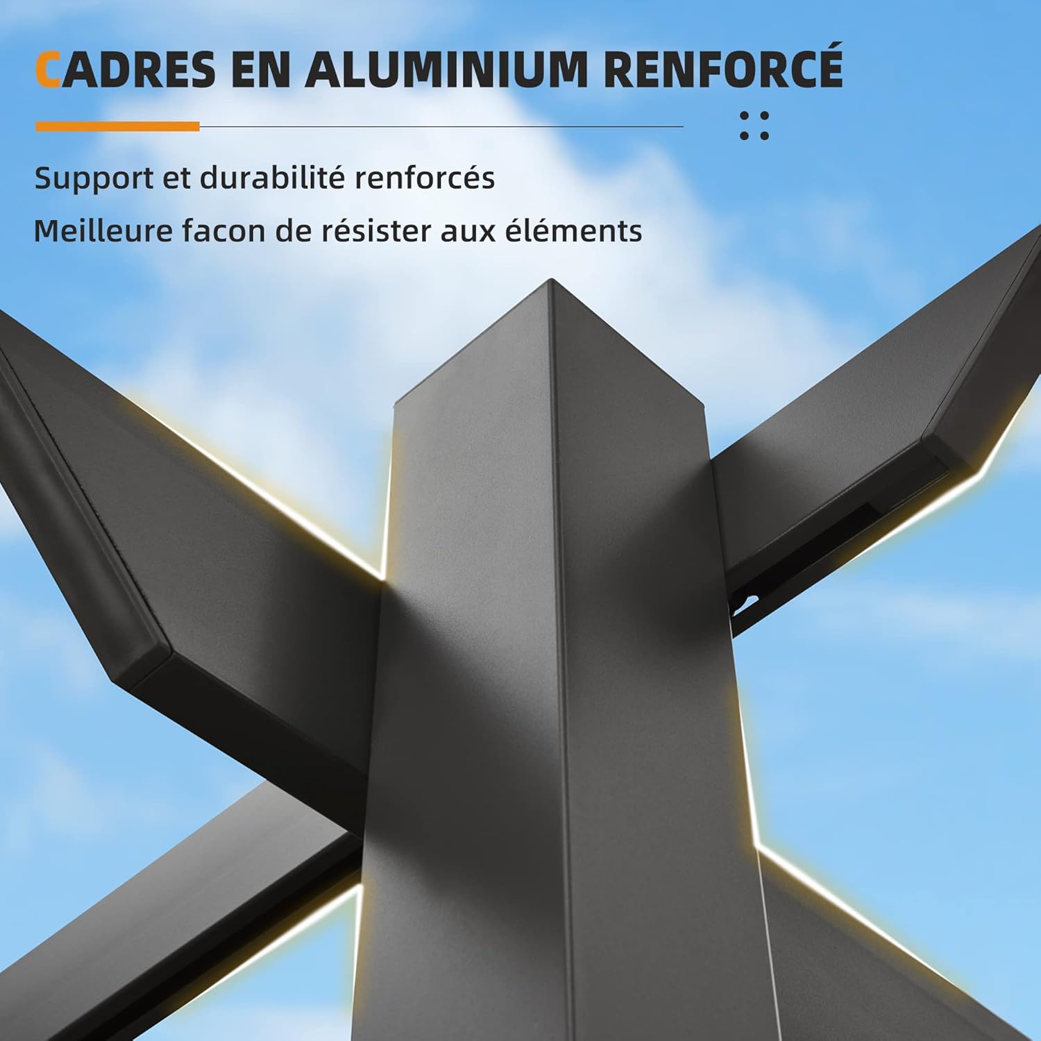 etezen – pergola aluminium – 4x3m – toit rétractable, éclairage intégré