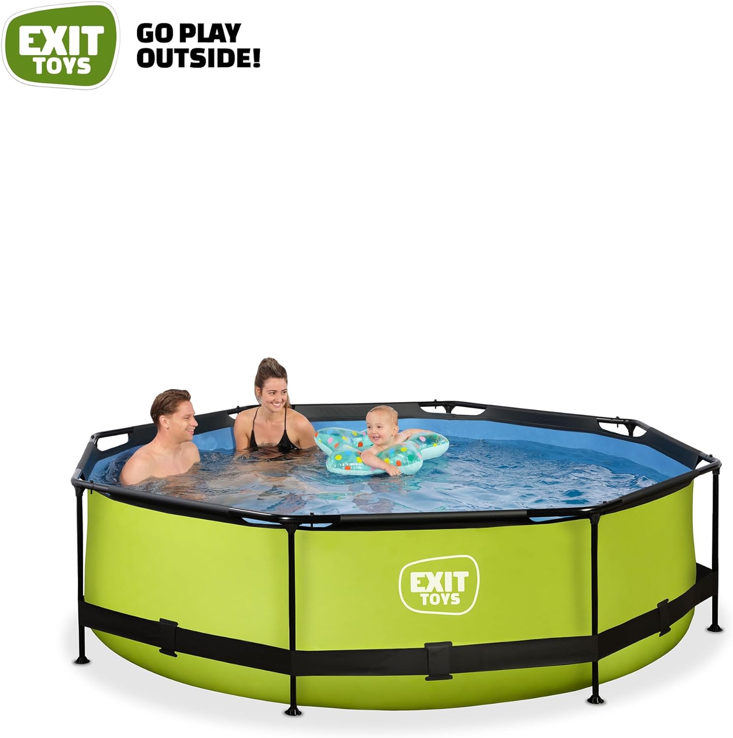 etezen - Piscine Tubulaire Lime - 300x76cm - Pompe filtrante, entrée basse, cadre stable, vert