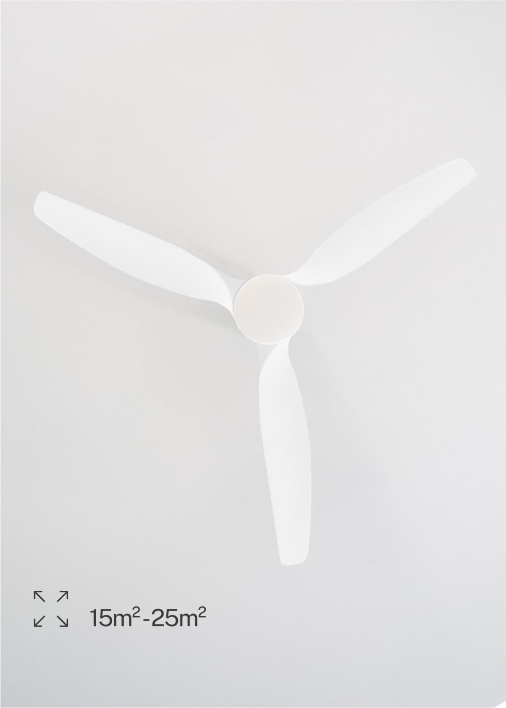 CREATE / WINDCALM M/Ventilateur de plafond ABS avec lumière et télécommande blanc / 40W, Silencieux, Ø132 cm, 6 vitesses, minuterie, été-hiver, double hauteur