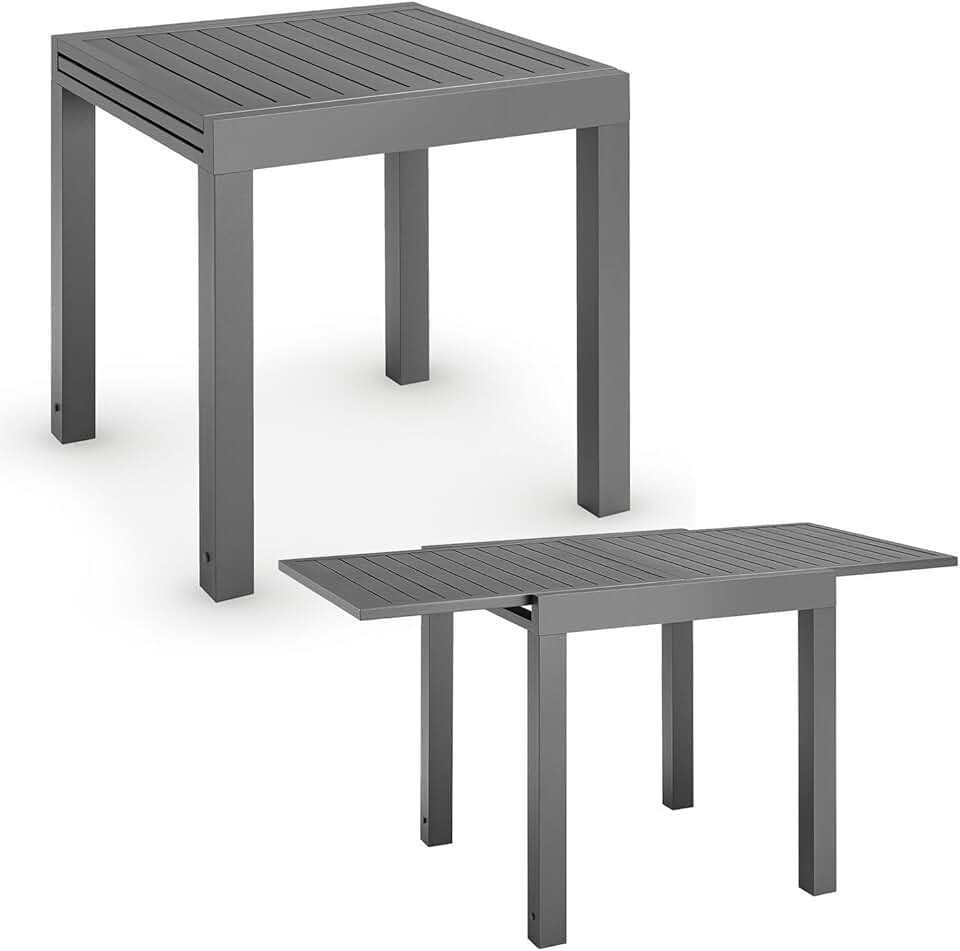 etezen - Table de jardin Laki - 70x70 cm extensible - Aluminium anthracite