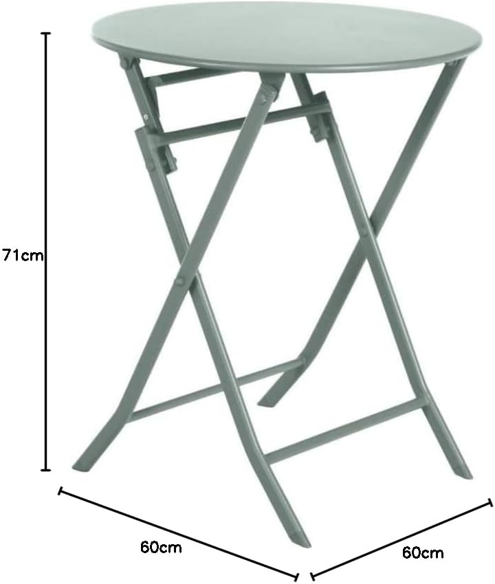 etezen - Greensboro - Ø60 cm - Table de jardin pliante acier vert 2 places