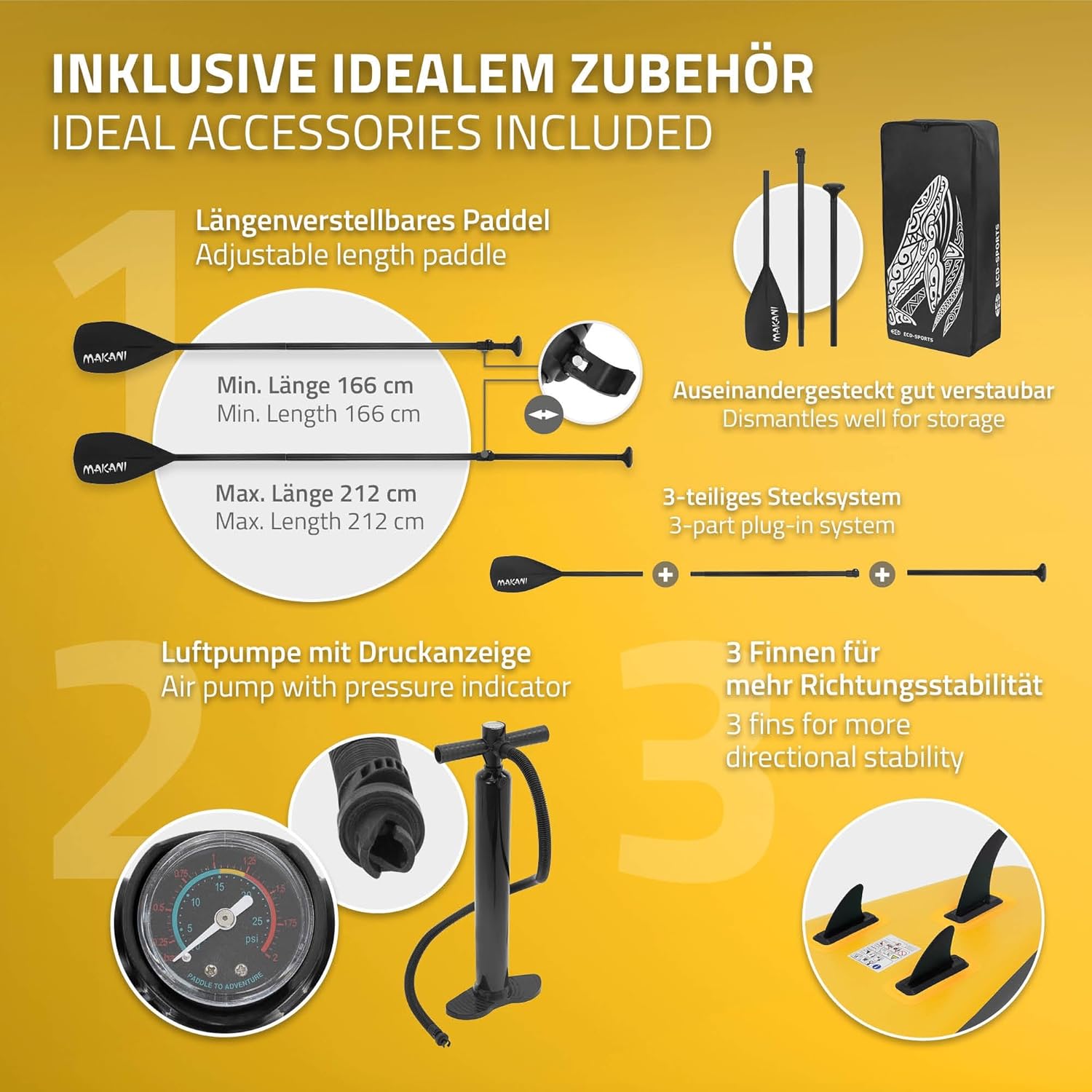 etezen - stand up paddle série gonflable - 305/308/320/380 cm - PVC, 120/150 kg, 10/15 cm épaisseur