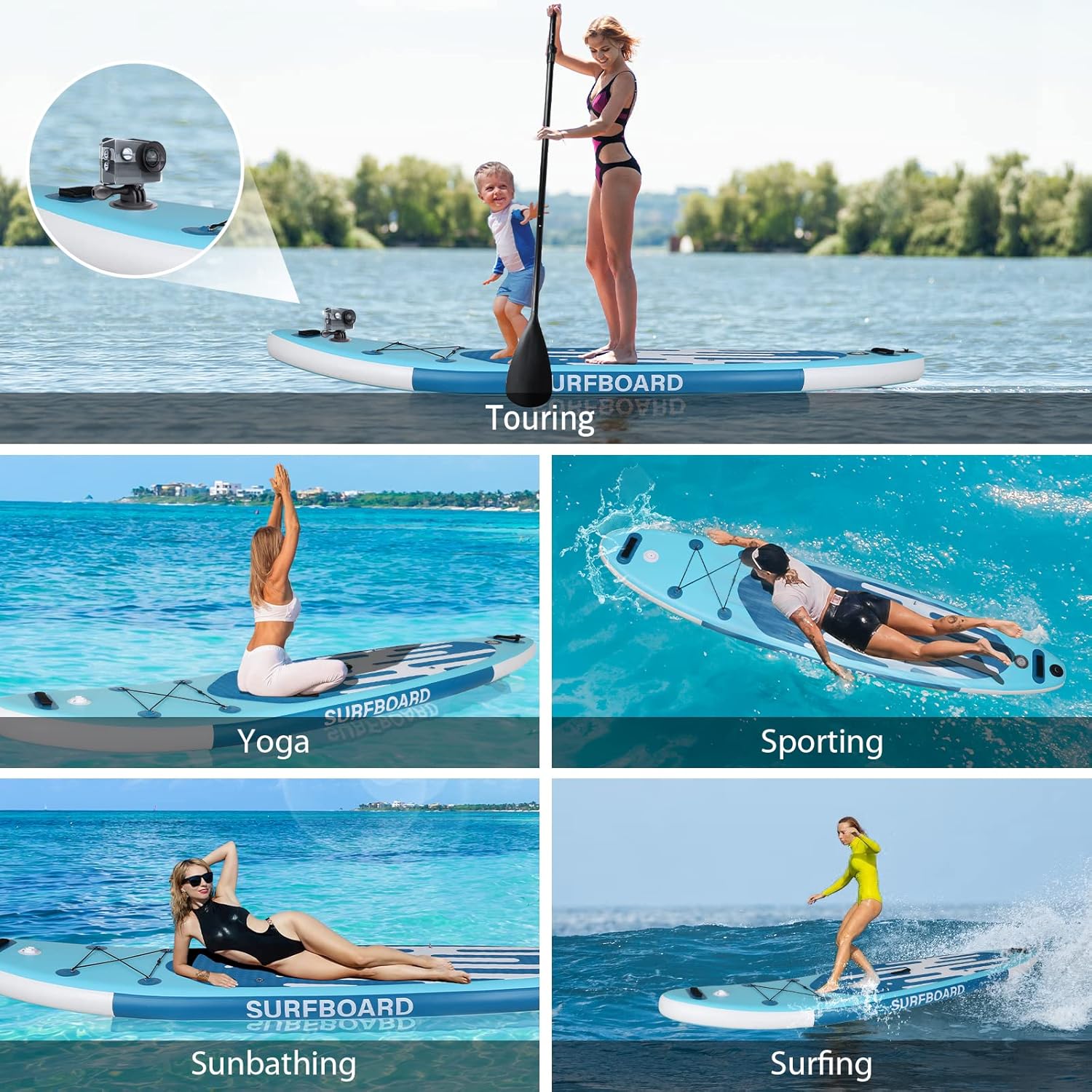 etezen - Paddle gonflable adulte - 320/335cm - 2 places, siège kayak, pagaie alu, support caméra, jusqu'à 150kg