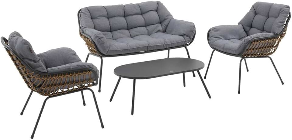 etezen - Paopao graphite 4 places - jardin - anti-rouille, coussins confortables