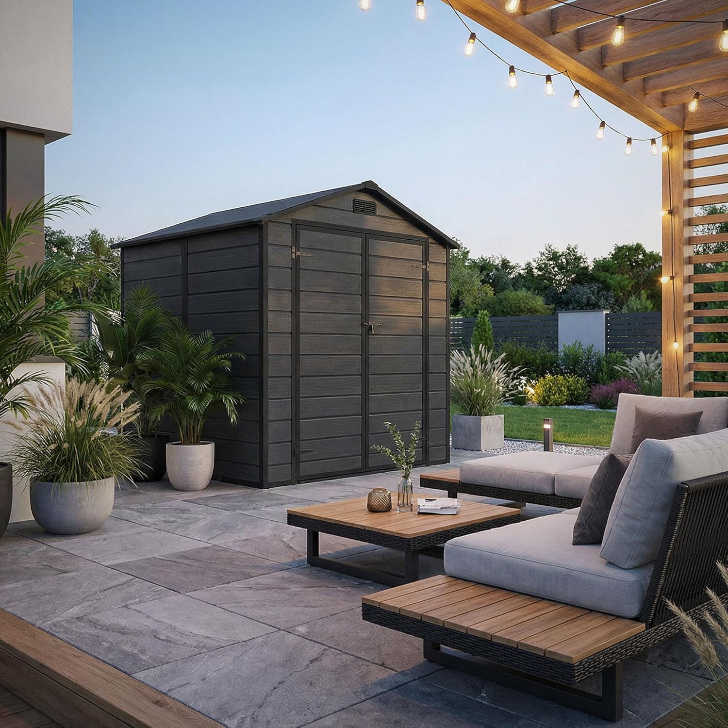 etezen - Abri de jardin résine 151x182x220 cm double porte, 5m³, fenêtre, ventilation